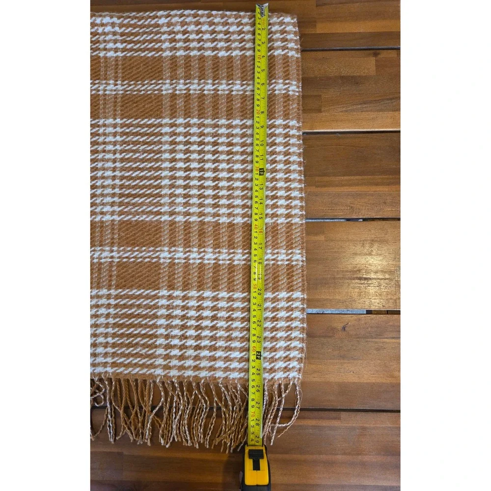 Anne Klein Houndstooth Plaid Fringe Poncho OS Cozy Boho Lagenlook Old Money Fall